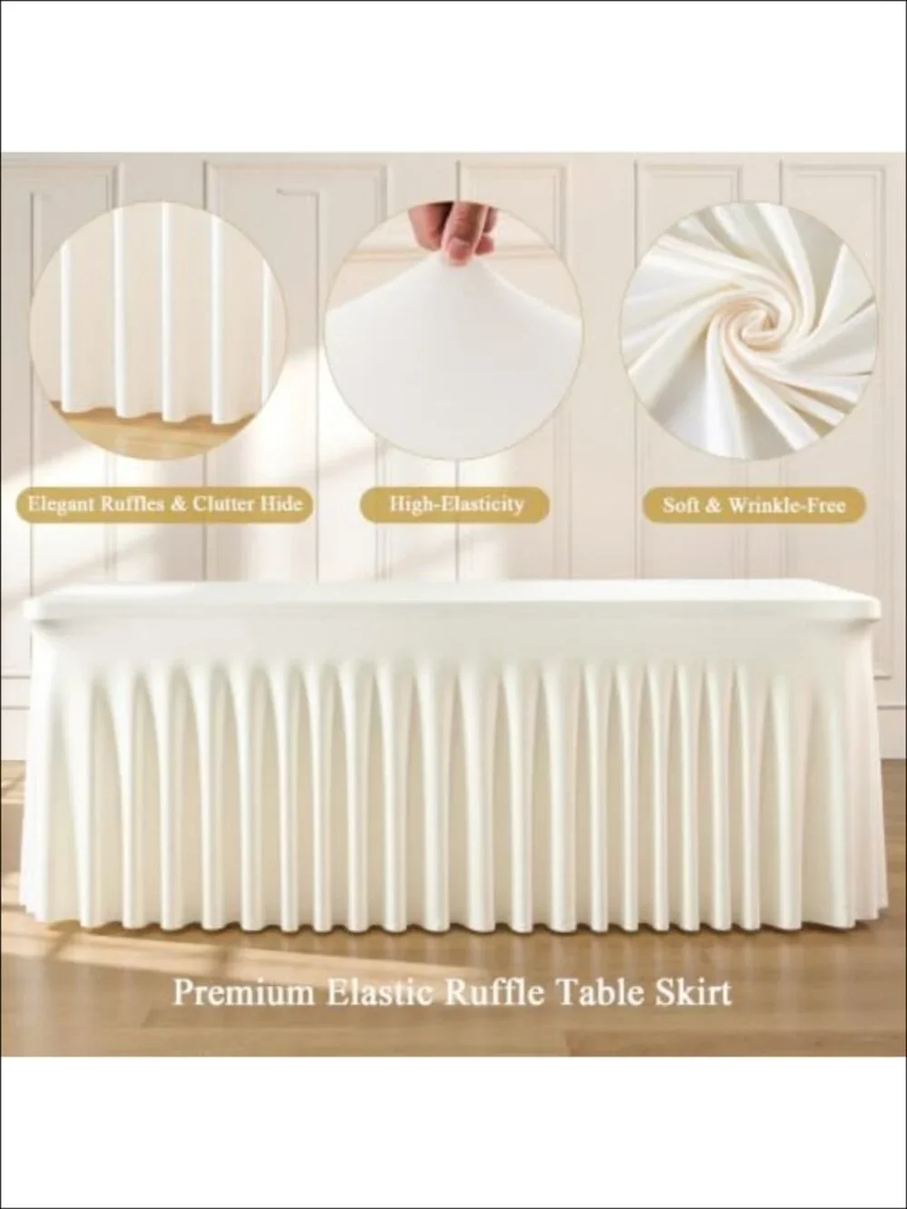 4 Pack Spandex Fitted Tablecloth for 6 Foot Rectangular Tables